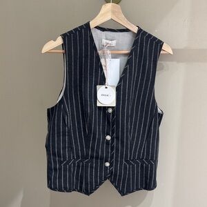 Chic Black Striped Vest M NWT